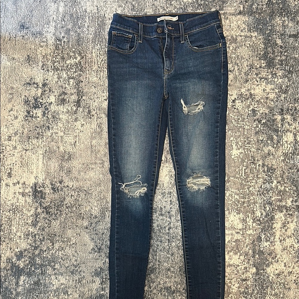 Levi's Blue Skinny Jeans with Distressed Details